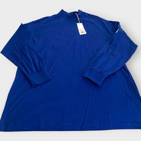 Adidas Y-3 Blue Mock Neck Long Sleeved Logo Tee IB4775 Mens Size Medium New (b) - Picture 3 of 9